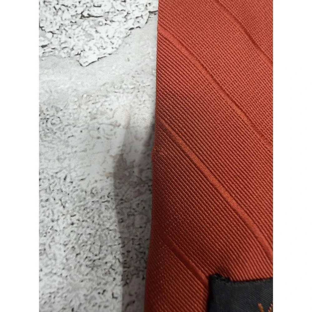 Yves Saint Laurent Tie Mens Orange 100% Silk Striped‎ Embroidered Logo One Size